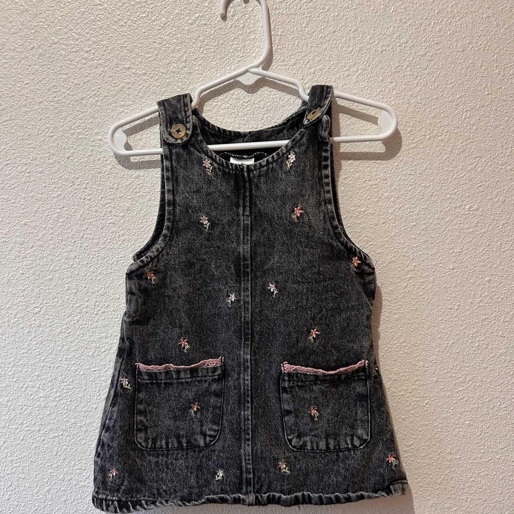 Embroidered Denim Dress with Pockets